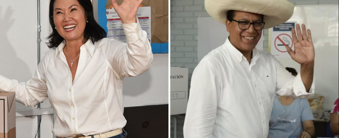 Keiko Fujimori y Roberto Sánchez se perfilan para segunda vuelta en elecciones presidenciales