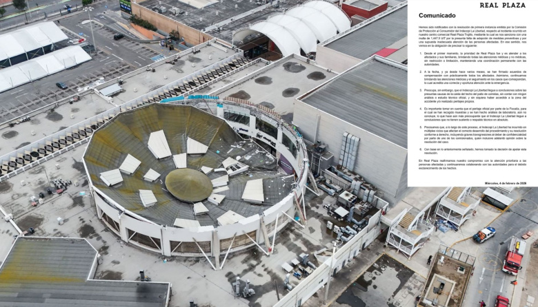 Indecopi multa con casi S/8 millones a Real Plaza Trujillo por colapso de techo