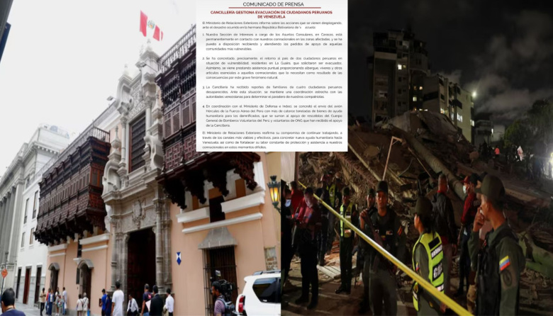 Cancillería reporta cuatro peruanos desaparecidos tras los terremotos en Venezuela